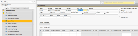 Accounting Preparation in SAP Business One